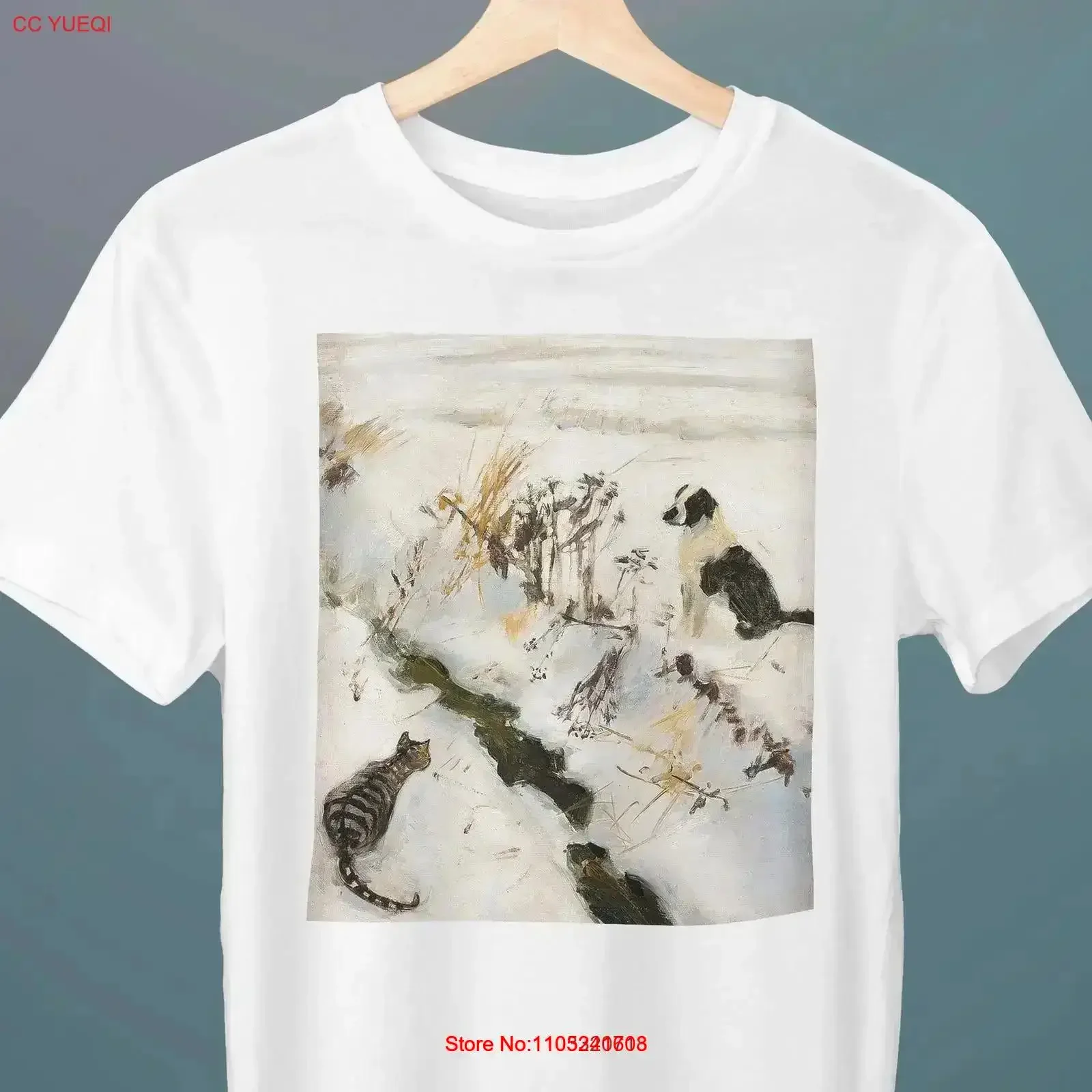 

Cat and Dog Akseli Gallen Kallela Painting T Shirt Art for Her Him Lover vintage Washed Stretched designer clothes Stylish