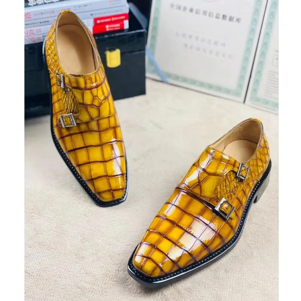 yingshang new arrival men formal shoes male crocodile shoes yellow brush color