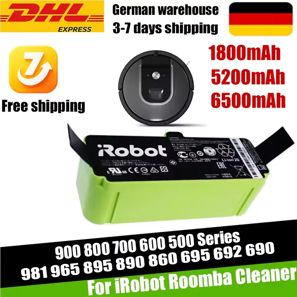 Image of 14,4V Li-Ionen-Akku 6,5Ah für iRobot Roomba Roboter der Serien 600 700 800 900 696 760 761 770 780 790 860 870 871 880 960 965 966