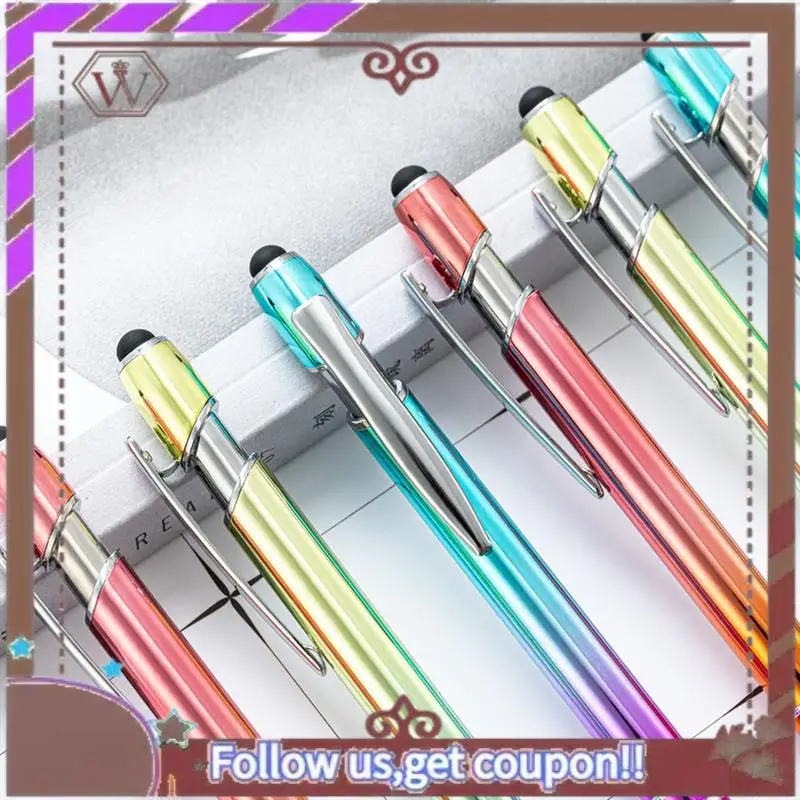 ABBG-50Pcs Gradient Metal Ballpoint Pens Touchscreen Ball Pen For Writing Stationery Office School Supplies