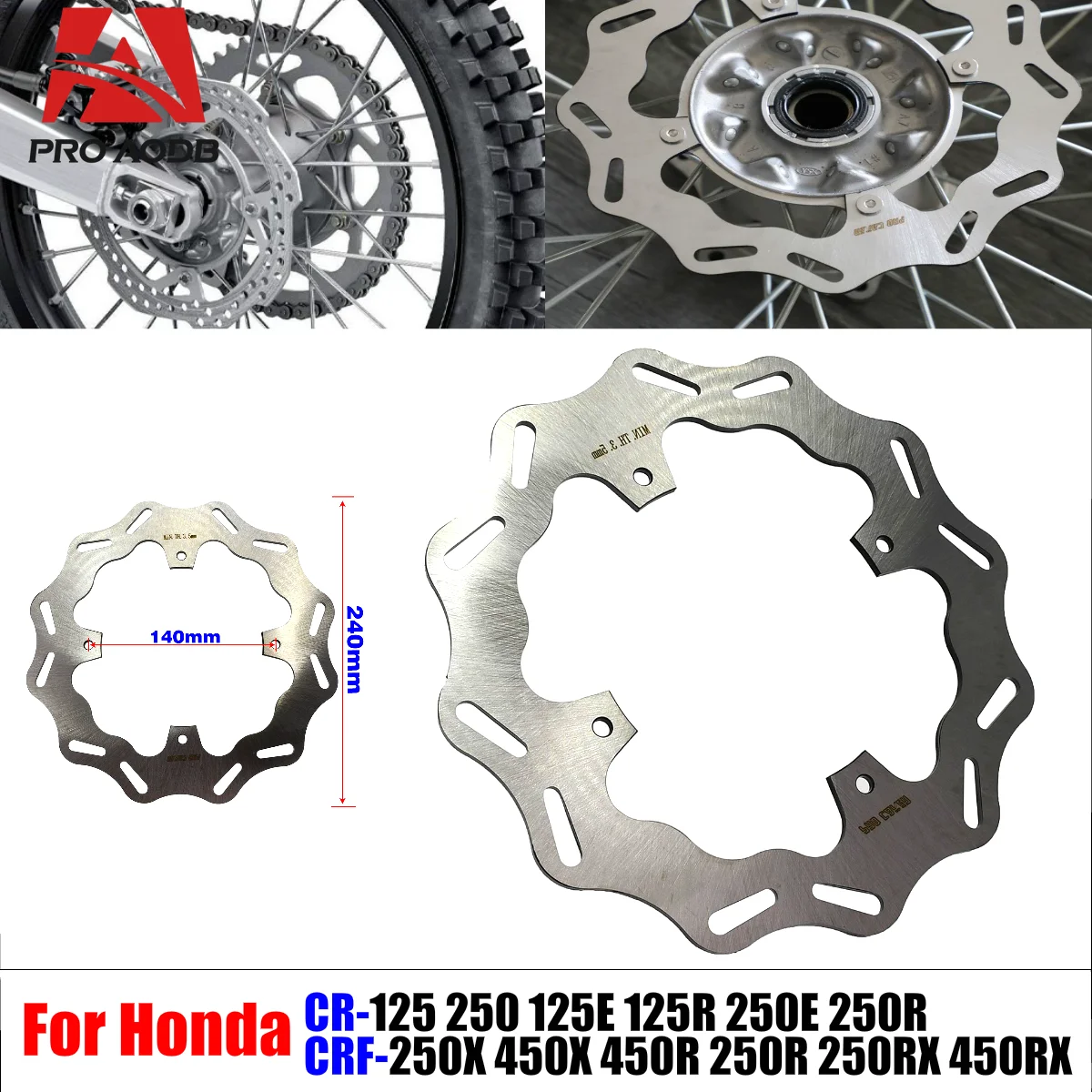 

Motocross 240mm Rear Brake Disc Rotor For HONDA CR125R CR250R CRF 250R 450R 2004-2014 250X 450X 2002-2021 etc Motorcycle