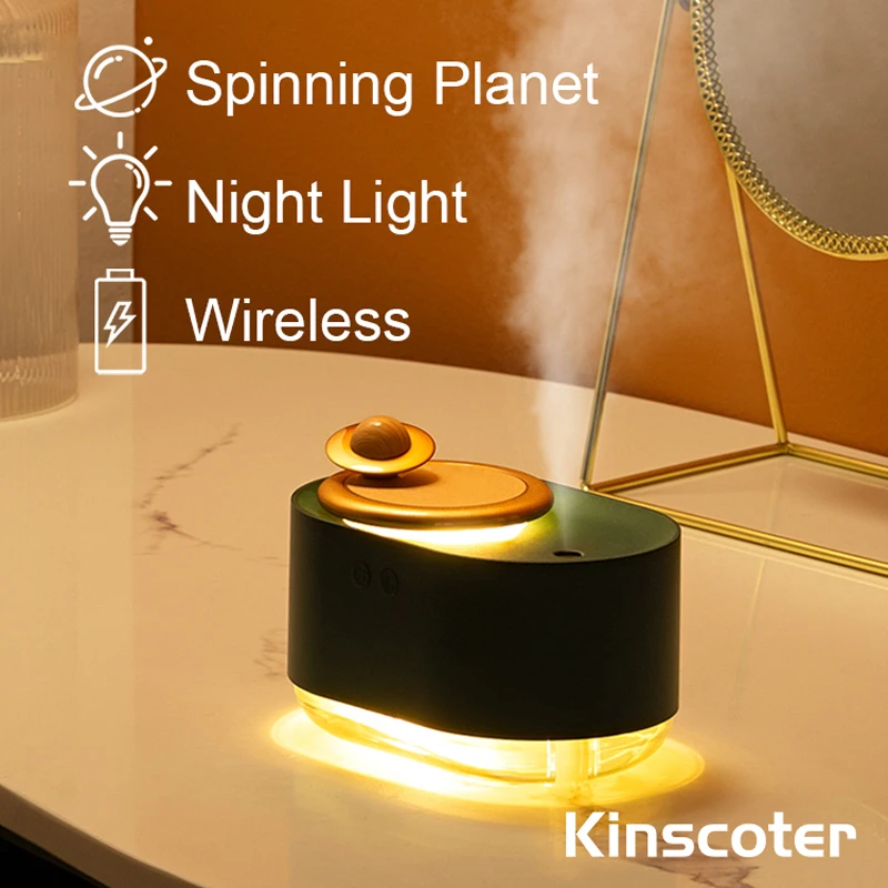 Rotating Planet Aroma Diffuser Wireless Ultrasonic 300ml Air Humidifier Portable Rechargeable Mister for Home Room Gift