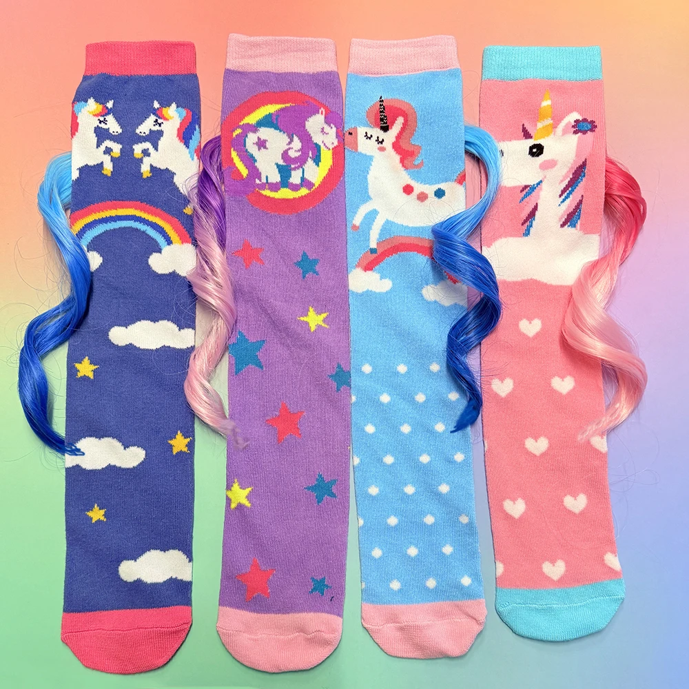 Jedna para dla kobiet Dziewczyna Szalone skarpetki Jednorożec Skarpetki Śliczne zwierzę Szalone Nowość Jednorożec Skarpetki Wysokie Jednorożec Skarpetki Długie Skarpetki dla dziewczynek