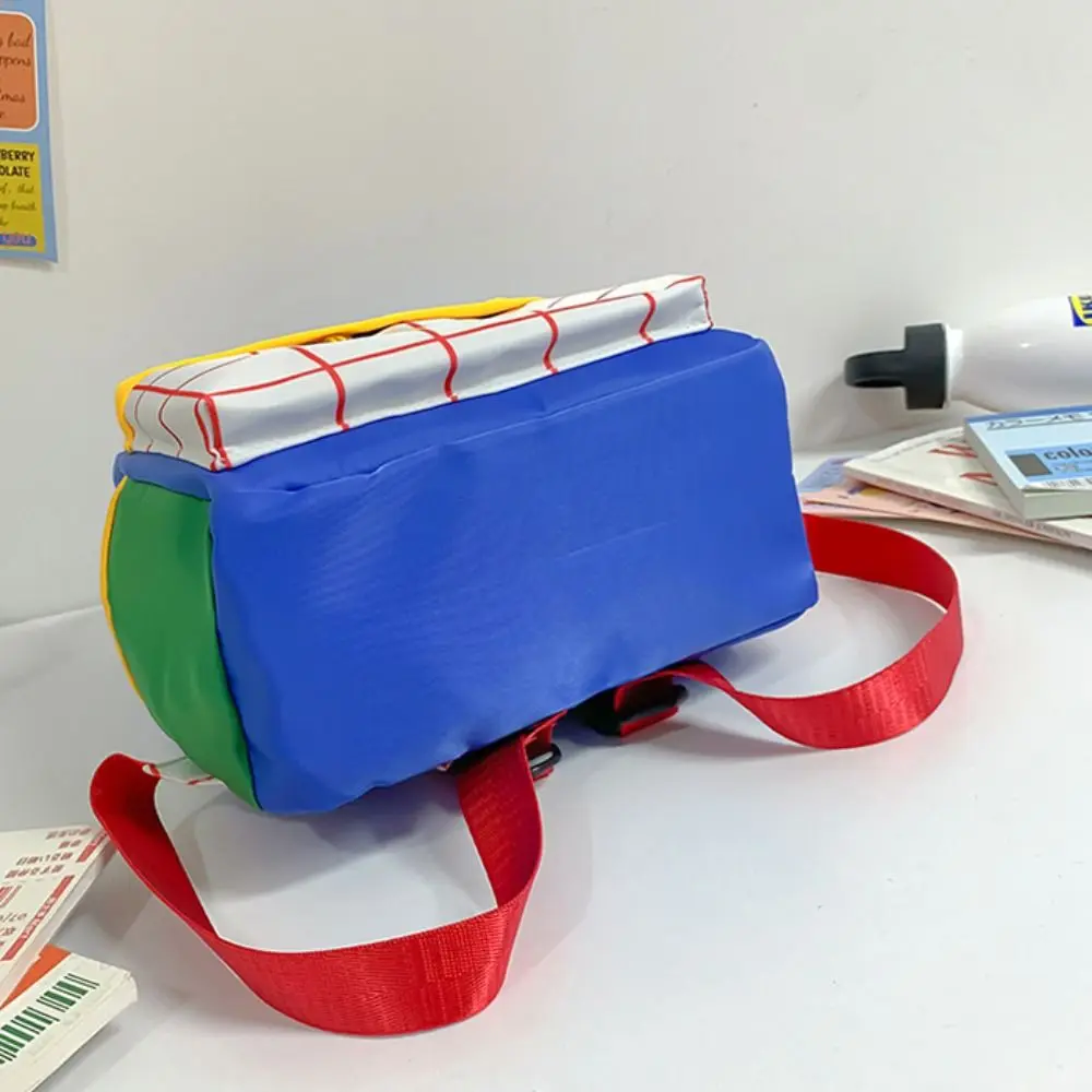 حقيبة كتب حلوة بألوان متباينة منقوشة حقيبة ظهر ذات سعة كبيرة من النايلون للأطفال حقيبة مدرسية على الطراز الكوري حقيبة كتف لطيفة للطلاب