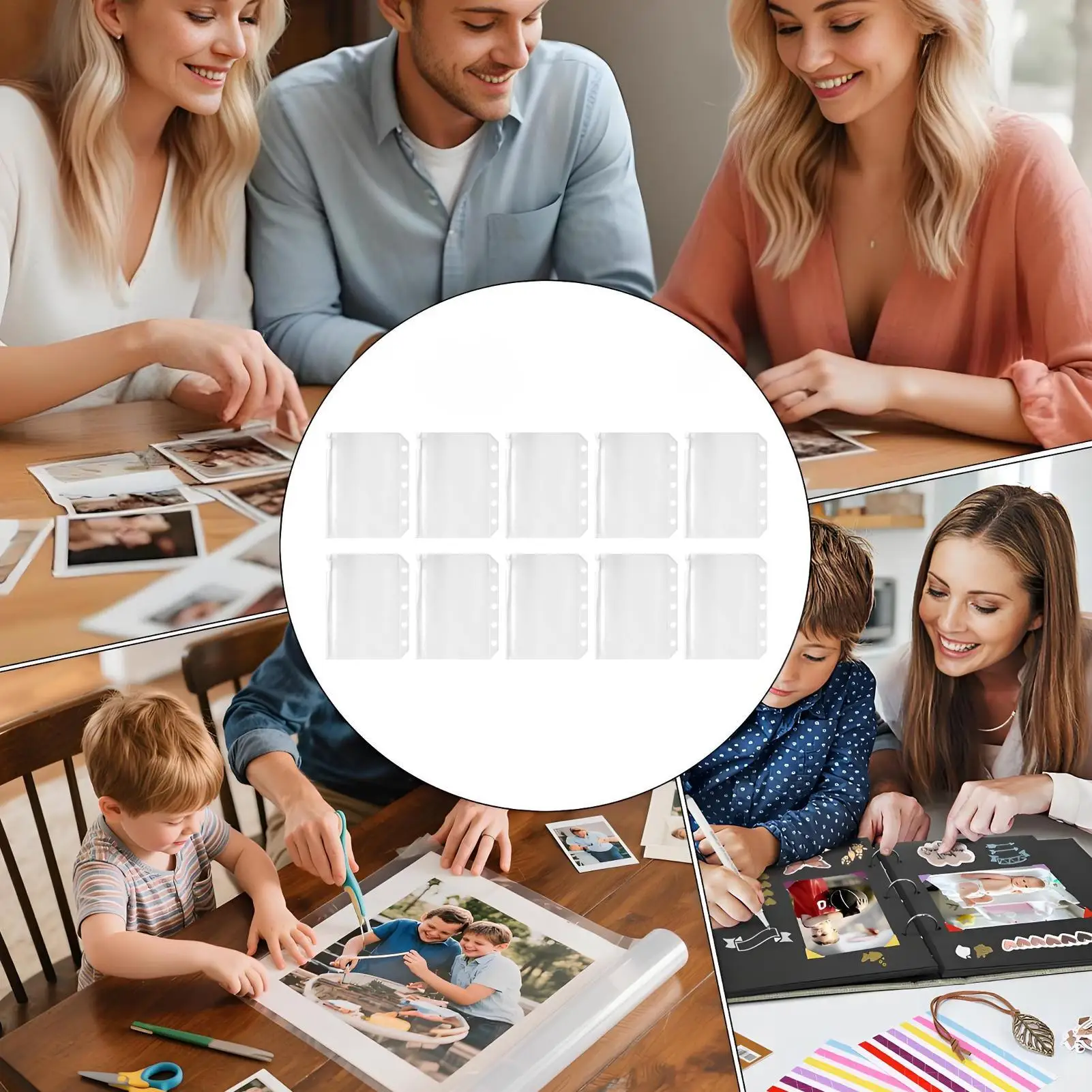 Sheet Protectors Clear 10 Pieces 5-Ring M5 Zipper Sticky Note Sleeves Binder Card Sleeves For Professionals Travelers Artists