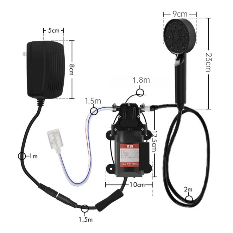 Household Portable Electric Showerhead Adjustable Easy Installation Powerful Pumping Shower Water Pump Durable Bathroom Fixture view 6