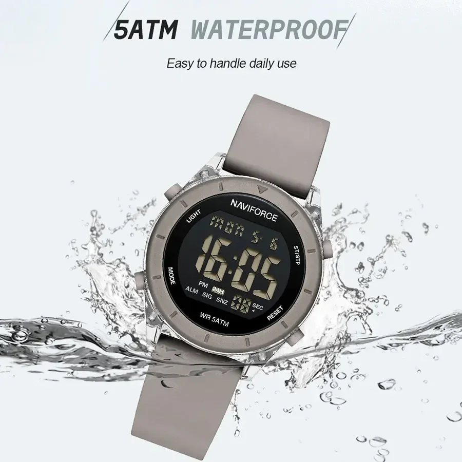 NAVIFORCE NF7108 Orologio da polso da donna in silicone LED Orologio sportivo impermeabile di alta qualità per donna