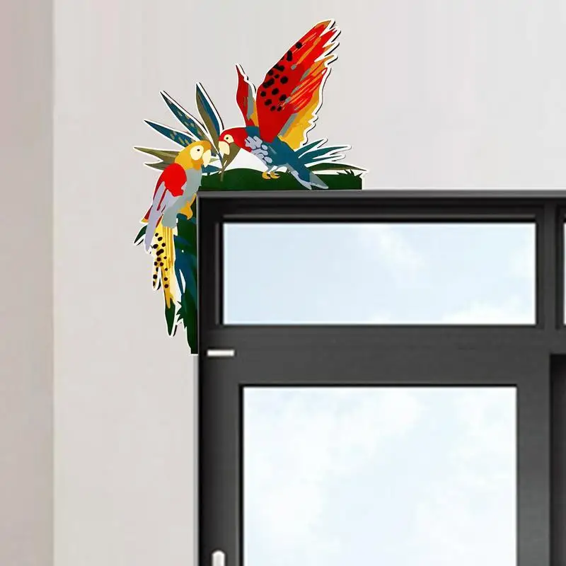 Door Corner Decor Humming Bird Door Frame Decoration Parrot Doors Frame Art Wooden Home Door Topper Hand Painted Bird Door Frame