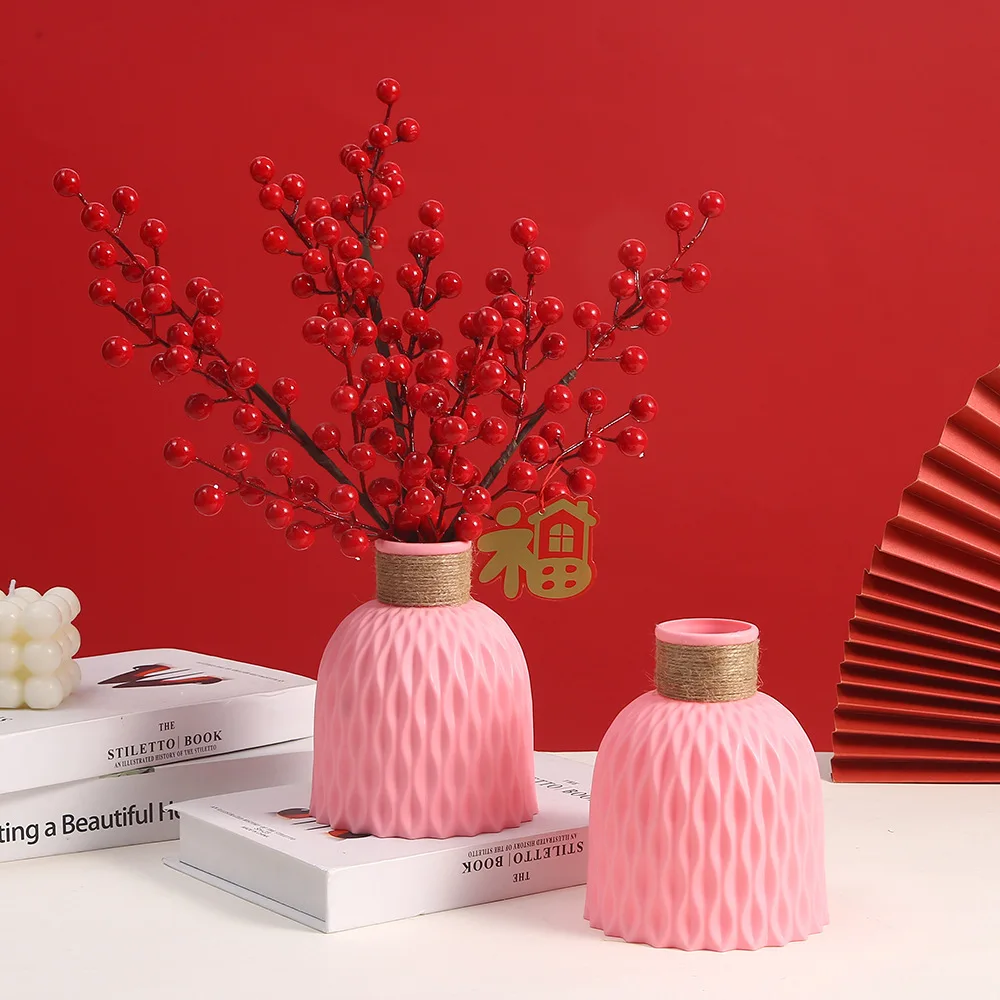 Simple water ripple plastic decorative vase PP living room decoration flower bucket Simple simulation vase