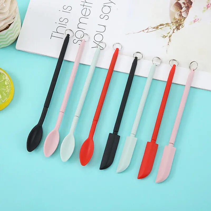 2PCS New Mini Silicone Scraper Set Retractable Lengthened Multifunctional Stainless Steel Jam Baking Spatula Small Scraper