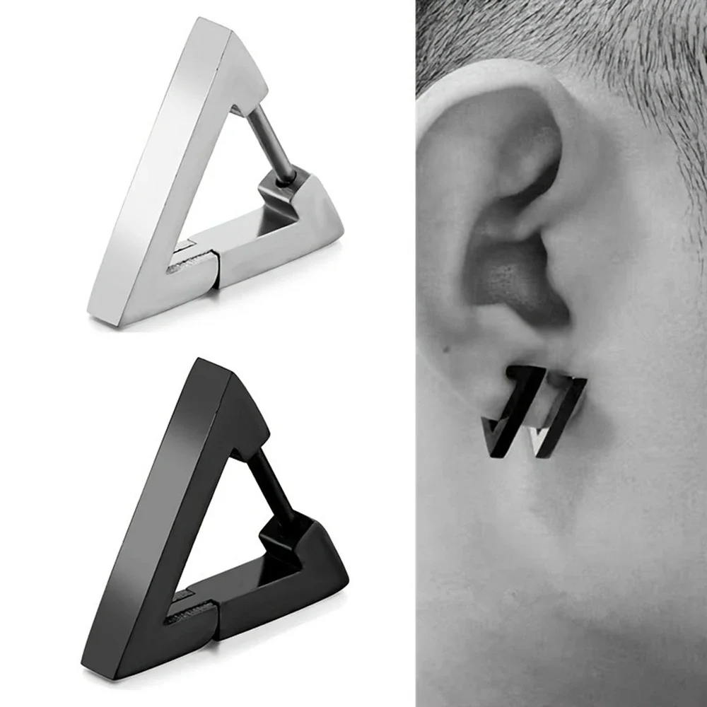1 Pairs Punk Triangle Earrings - Uni, Hypoallergenic Stainless Steel for Modern Style & Durability