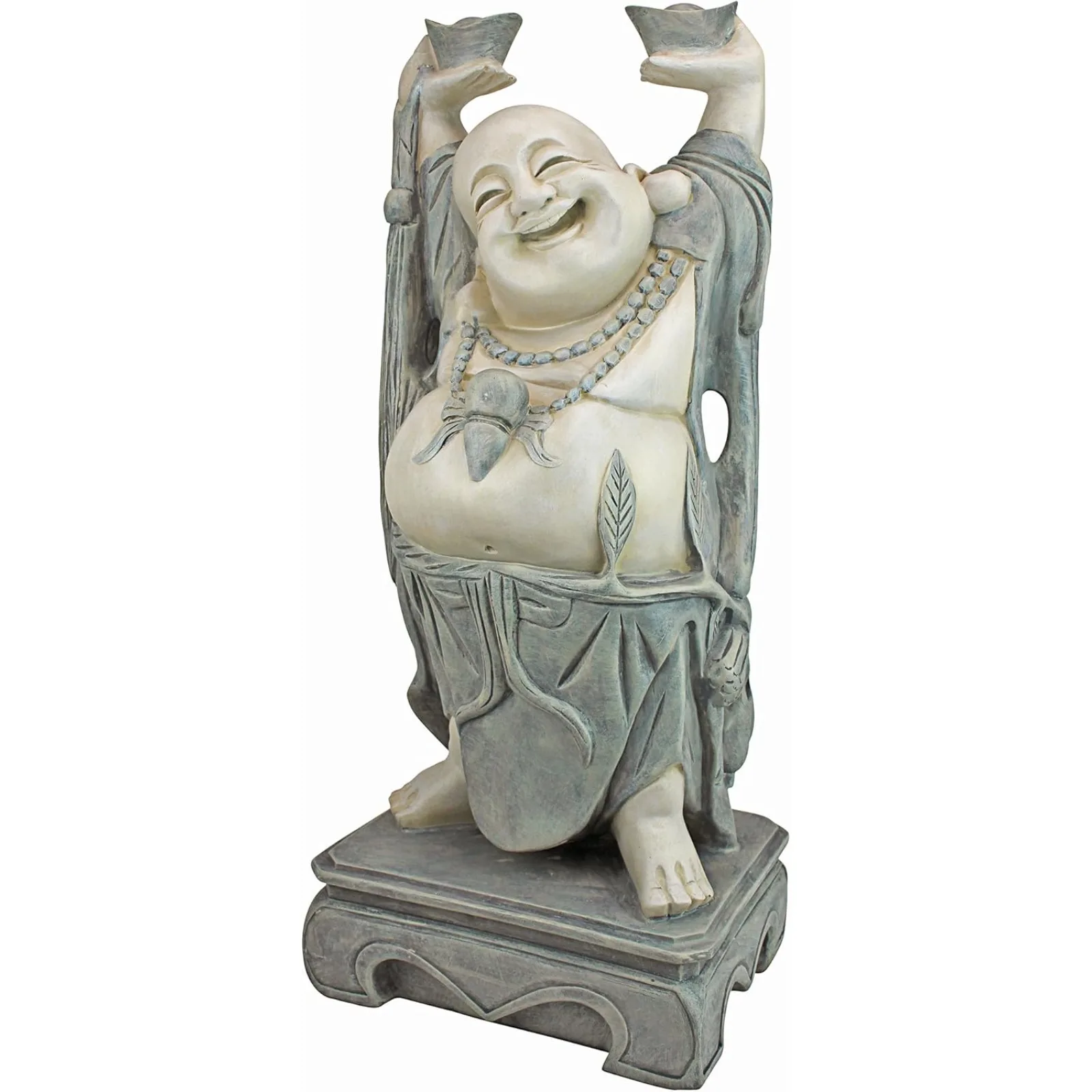 US  KY356 Jolly Hotei Laughing Man Asian Decor Indoor/Outdoor Garden Statue, 11 inches wide, 26 inches tall