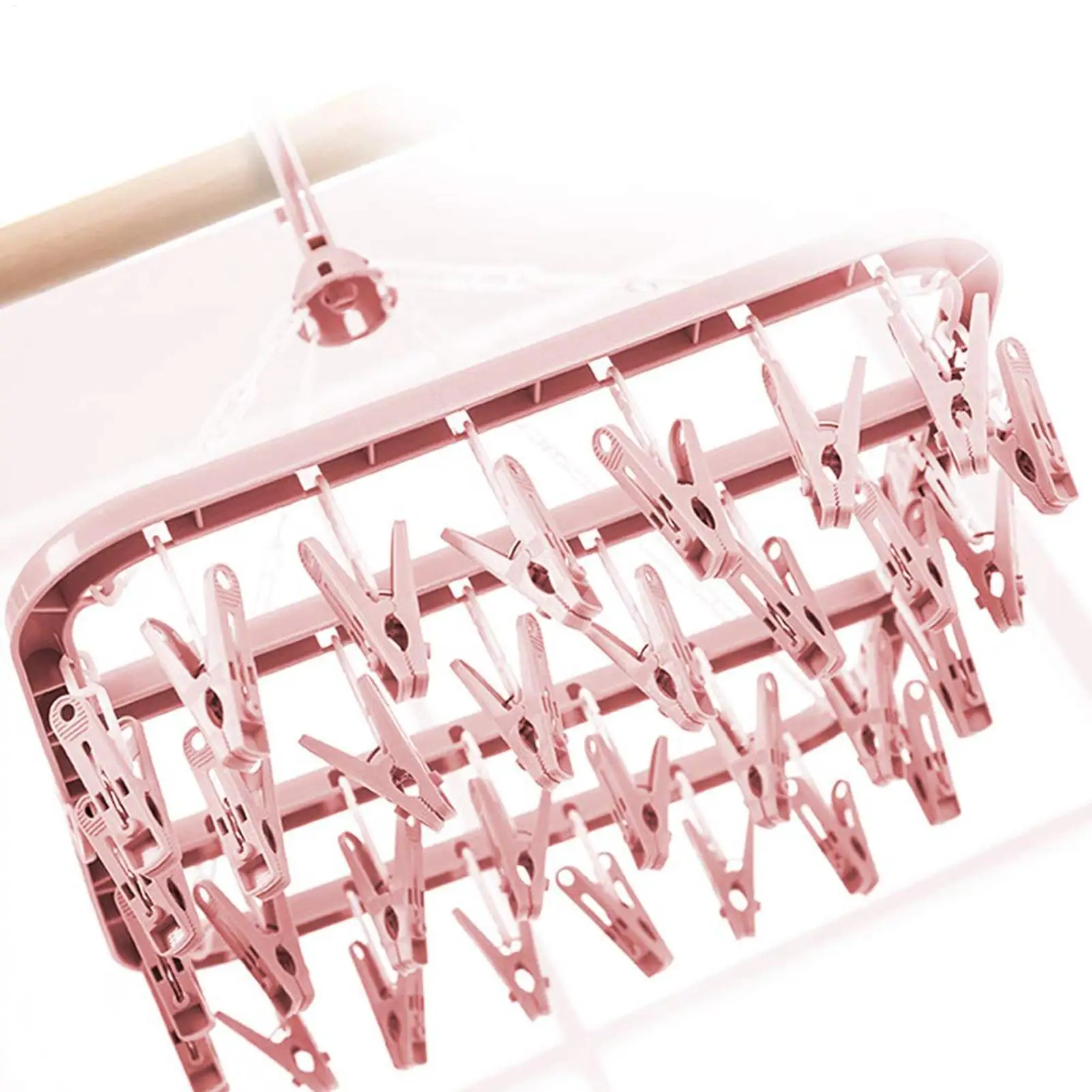 Sock Drying Rack Folding Laundry Clothes Hanger 32 Clips Plastic Rotatable Dryer Clothes Drying Racks Organization for Underwear