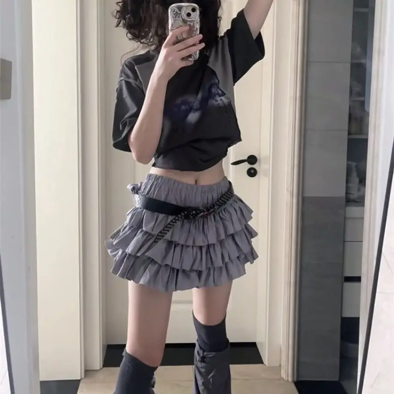 

Gagarich 2026 Harajuku Subculture Light Punk Y2k Millennium Spicy Girl Summer New Item Pleated Lace Cake Half Short Skirts