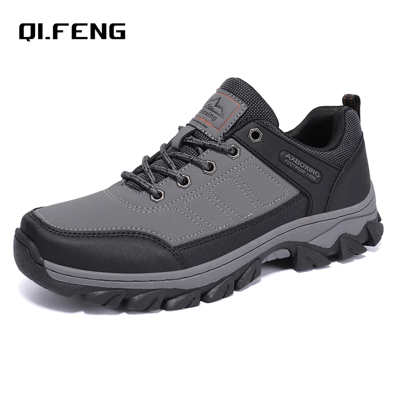 

Men's New Outdoor Anti slip Mountaineering Shoes Spring and Autumn Leather Sneaker Travel Hiking Leisure Large Size Shoes 37-46