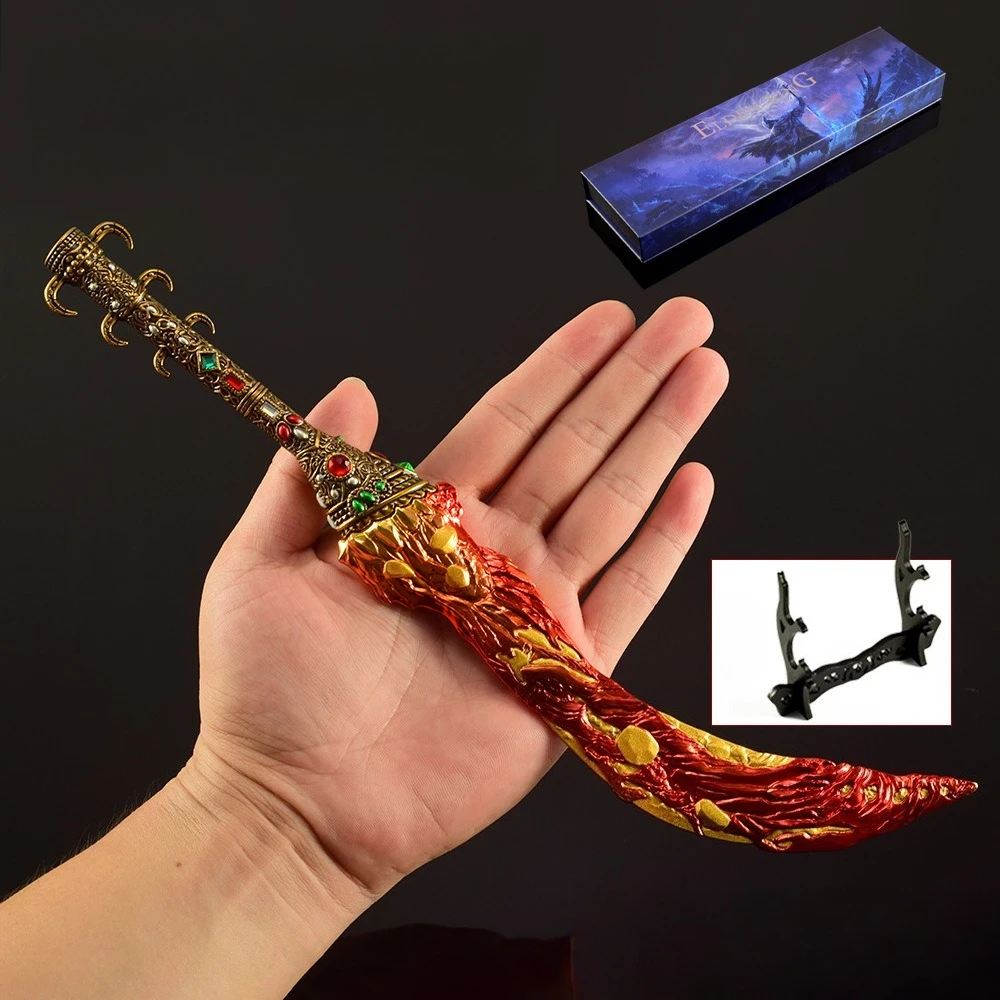 30cm Elden Ring Nóż Lawowy Edycja Prezentowa Metalowa Katana Model Broń Rekwizyty Cosplay Zabawka Noże Ręcznie Robione Ozdoby Prezent Urodzinowy dla Chłopca