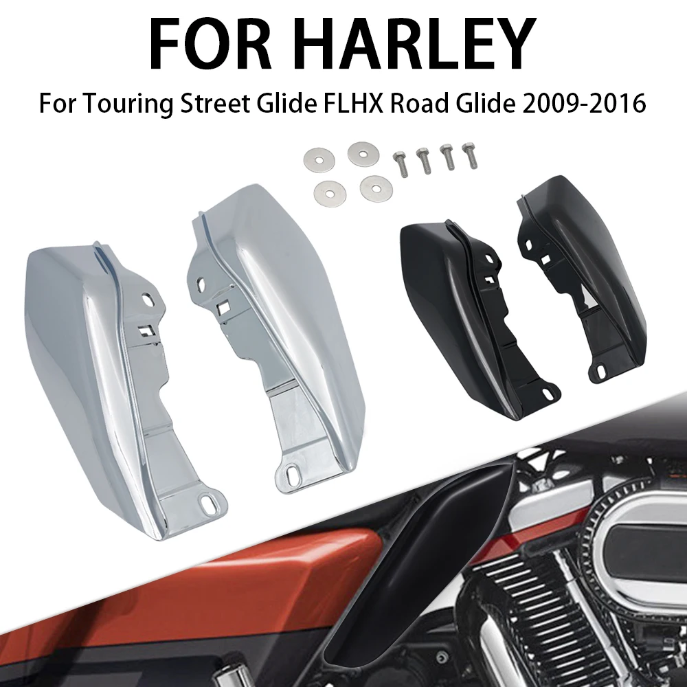 

For Harley Touring Street Glide Road Glide Road King FLHX 2009-2016 Motorcycle Mid-Frame Air Heat Deflector Fairing Black Chrome