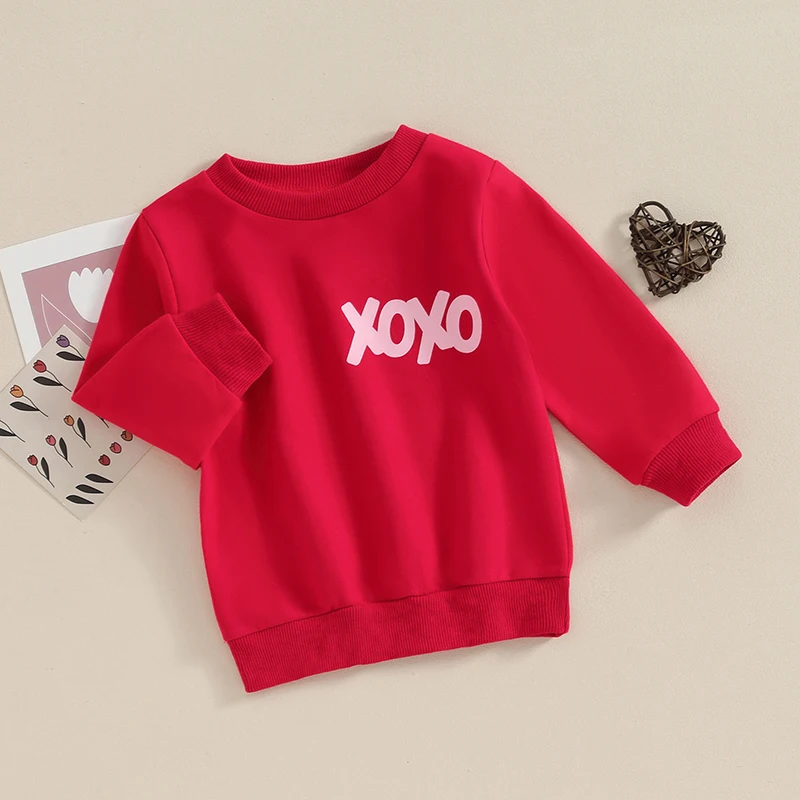 

Baby Boy Girl Valentine s Day Sweatshirt Letter Heart Long Sleeve Crewneck Pullover Tops Toddler Valentines Outfit