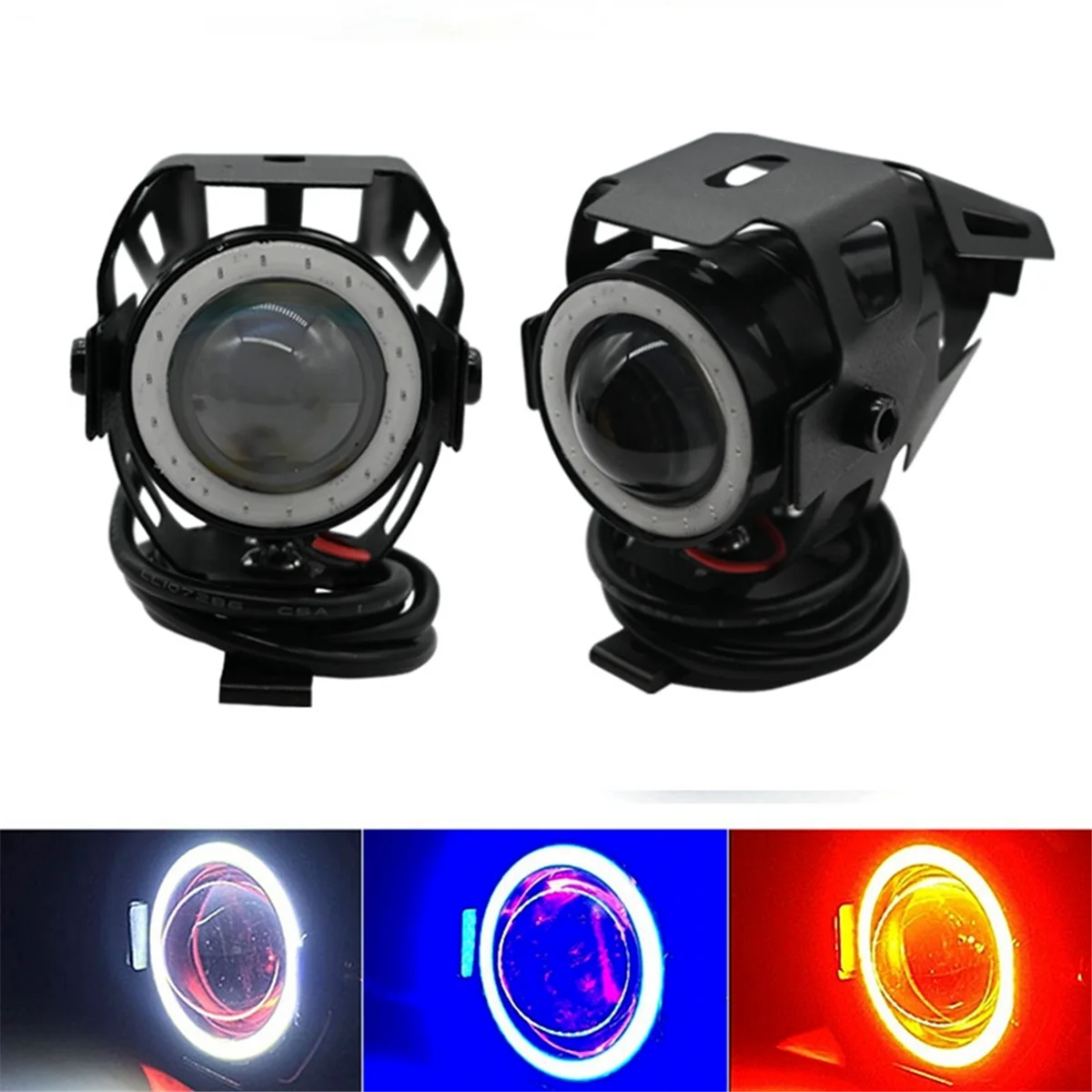 Quality! U7 Electric Scooter LED Spotlight Highlight Flashing Angel Eyes Motorcycle LED Light for Electric Scooter Remodel A