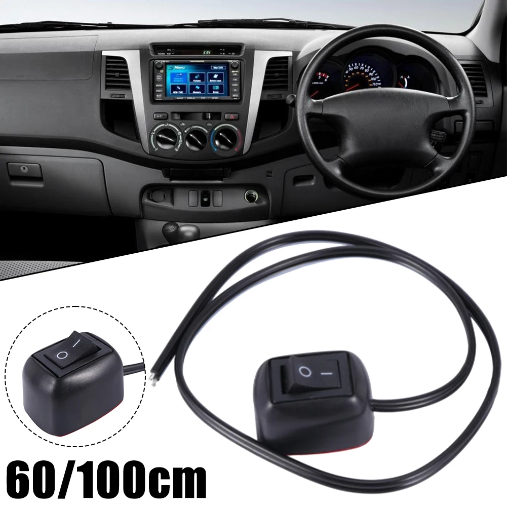 12V/24V Power Off Switch Car Boats Button Switch Battery Disconnect Switch 60/100cm For Fog Lamp Black