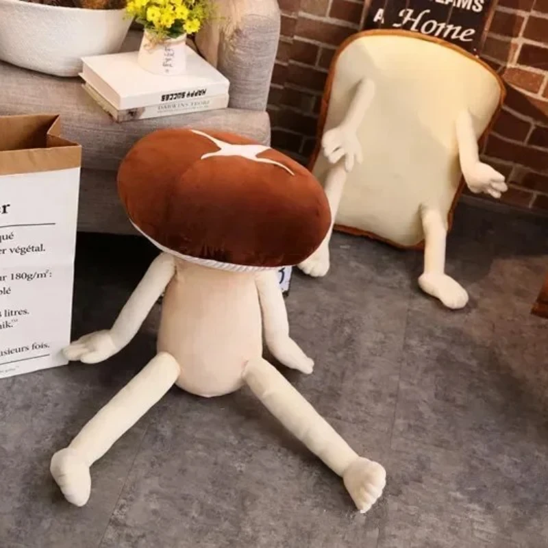 80 cm Cartoon Pane shiitake fungo Uomo Coppia Peluche Pianta Creativa Frutta Verdura bambola morbido divano cuscino per auto regalo per adulti