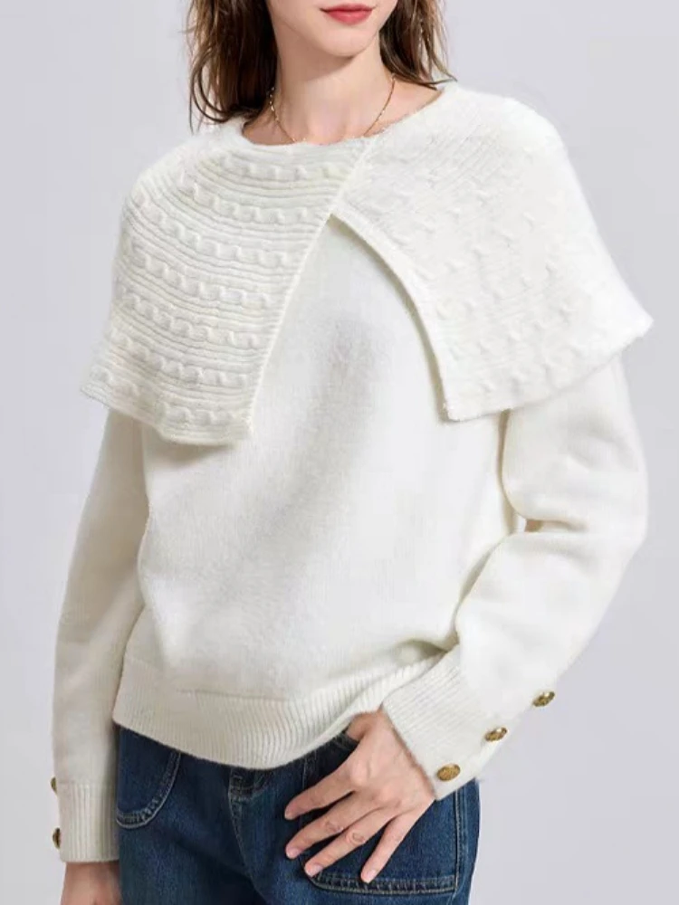 

Turn Down Collar Split Pullovers Women Clothes Sueter Mujer Temperament Korean Jumper Fashion Knitting Sweater Tops Ropa Mujer