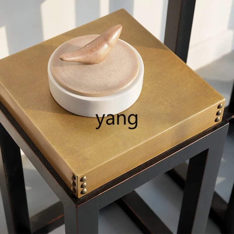 LH color paint new Chinese modern simple flower table solid wood brass simple living room flower table