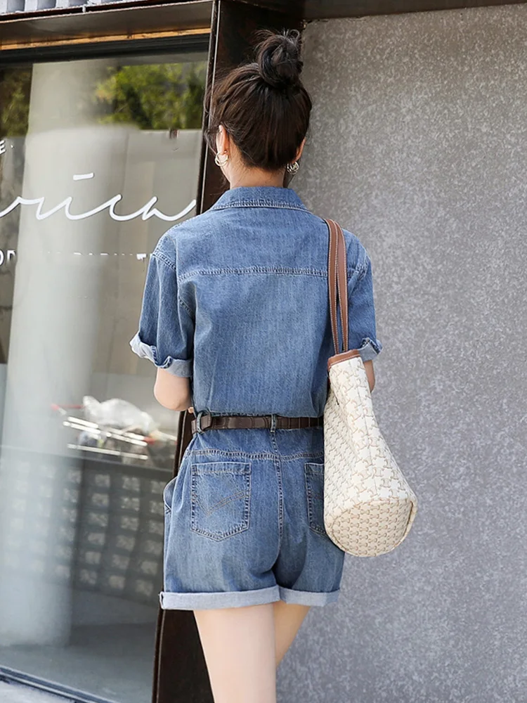 ENjoyce Summer Women Vintage Denim Jumpsuit Shorts Rompers Korean Fashion Jeans Overalls Playsuits Y2K Streetwear Traf 2024