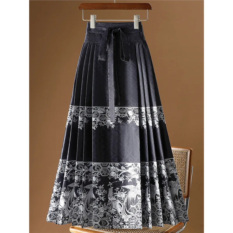 2024 Nieuwe Hanfu Rok Elegant Paard-Gezicht Rok Dame Lange Chinese Stijl Kleding Print Bloemenrok