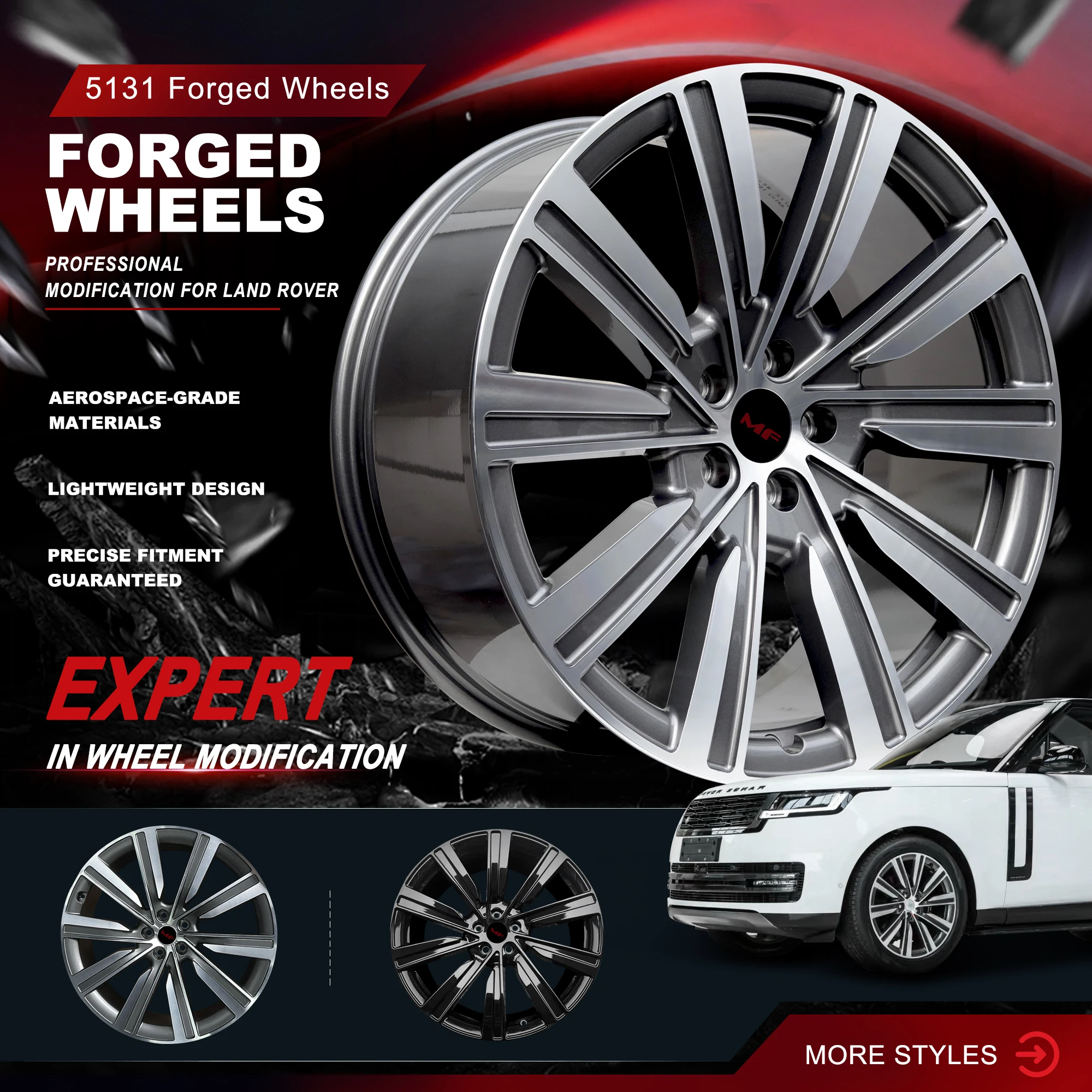 

21/22/23 Inch 6061-T6 Forged Aluminum Alloy Rims, Lightweight Luxury Concave Wheels Fit Land Rover Range Rover 5x120 Aftermarket