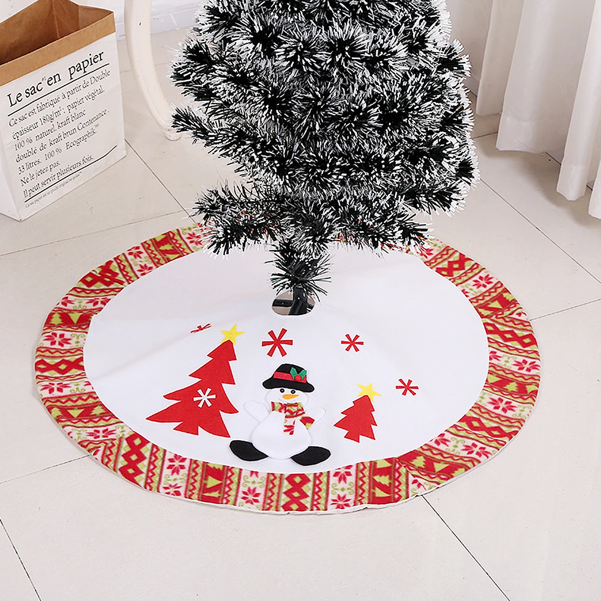 

Christmas Decoration Apron Decorations Xmas Tree Skirt Inflatable White Color Snowman Pattern