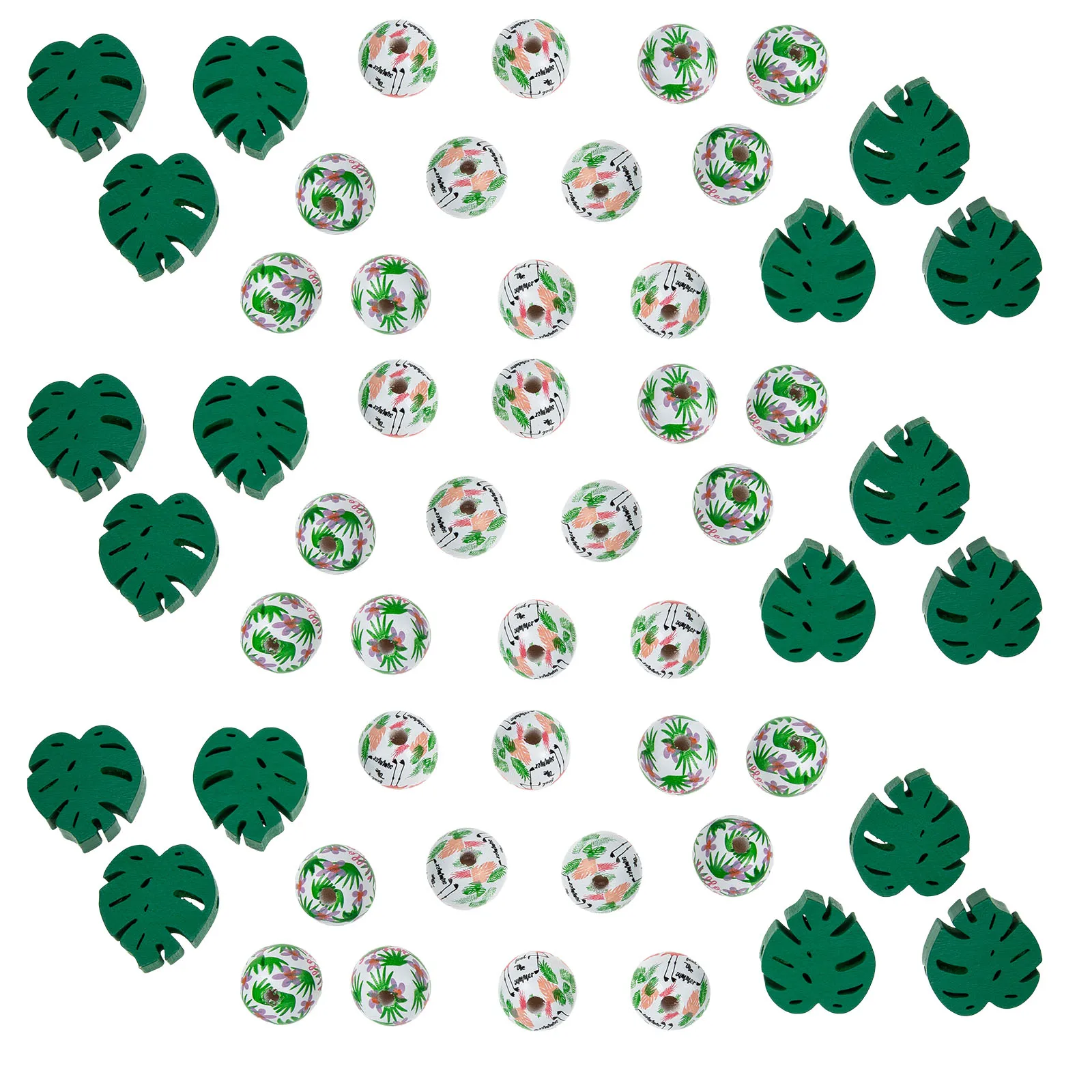 

60 Pcs Wooden Beads Colored Round Charms Craft Supplies Accessories Jewelry Making Projects Beads Creative Bead