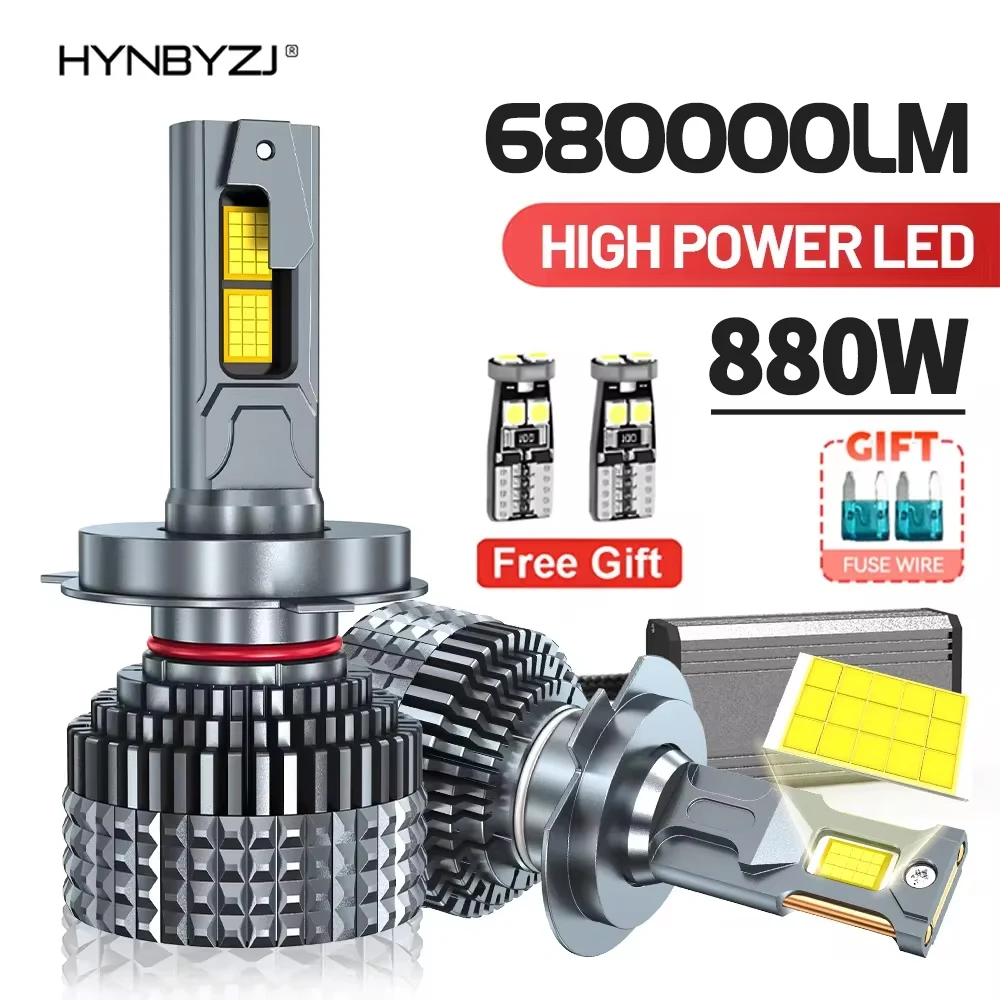 HYNBYZJ 680000LM H7 LED Canbus Car Headlight Super HB4 H11 H4 H1 9012 HB3 9005 9006 H8 Lights Plug-N-Play Bulbs 880W Auto Lamp