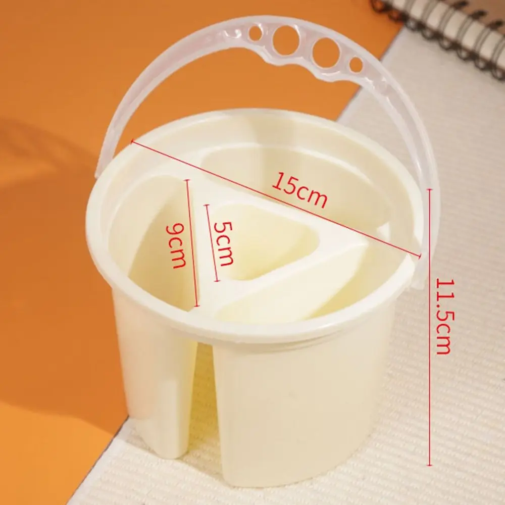 2 Pcs Thickened Design Paint Brush Wash Bucket Translucent with Handle Art Brush Bucket Multifunctional Portable