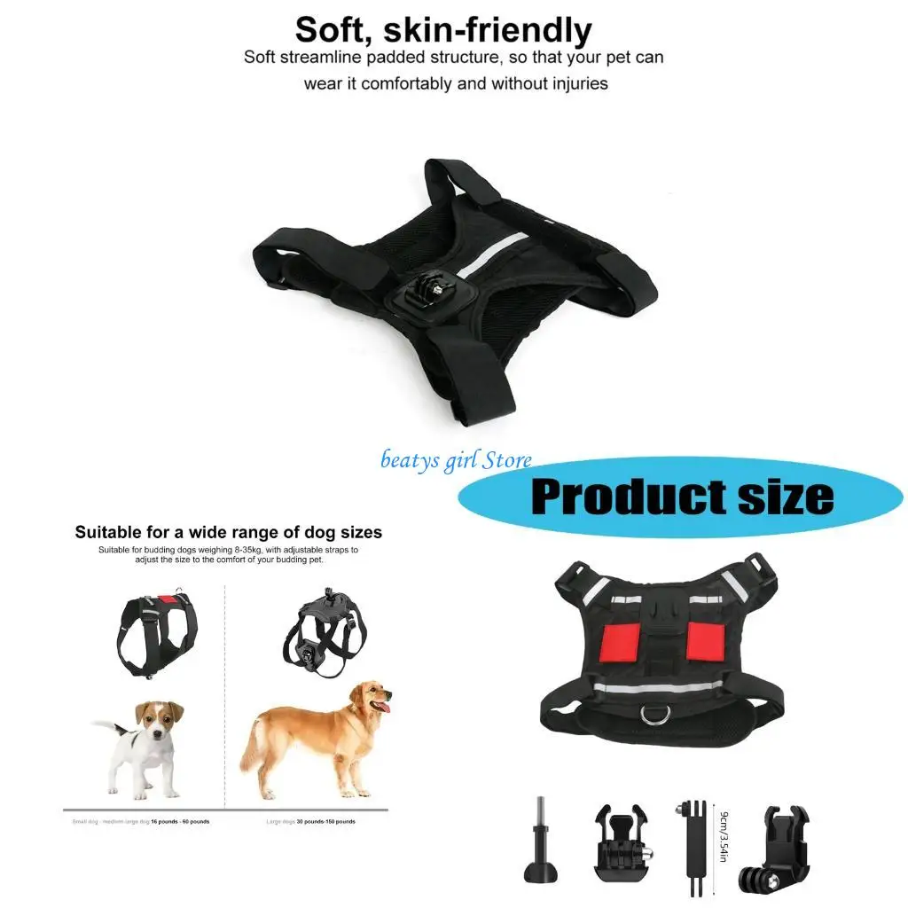 

C7AB Dog Camera Harness Chest Back Mount Compatible for Action Camera Accessories
