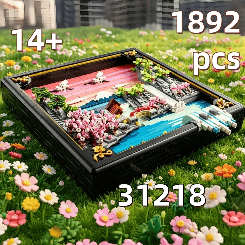 2026 Hot Art Building Blocks 31218 The Scenery of Cherry Blossom In Japan 1892 Pcs Suitable for Holiday Gift and Home Decoration
