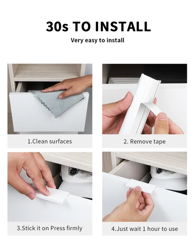 Imagen 2 del producto Tirador autoadhesivo para cajones Tiradores adhesivos plateados Tiradores ocultos para armarios Tiradores para bordes de cajones Tiradores de cocina para costuras planas