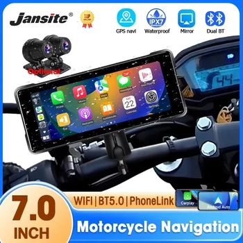 Écran Carplay pour moto de 7 pouces, Navigation GPS, sans fil, Android Auto, étanche IPX7, écran tactile DVR Portable
