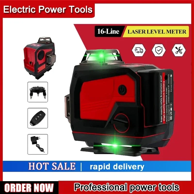 

Лазерный уровень 16 линий с функцией звукового сигнала 360° ° Горизонтальный и вертикальный лазерный нивелир с зеленым лучом для Milwaukee