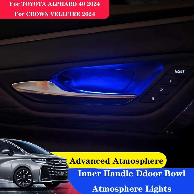 For TOYOTA ALPHARD 40 2024 Inner Handle Door Bowl Atmosphere Lights Easy Install Car Interior Accessories For CROWN VELLFIRE2024