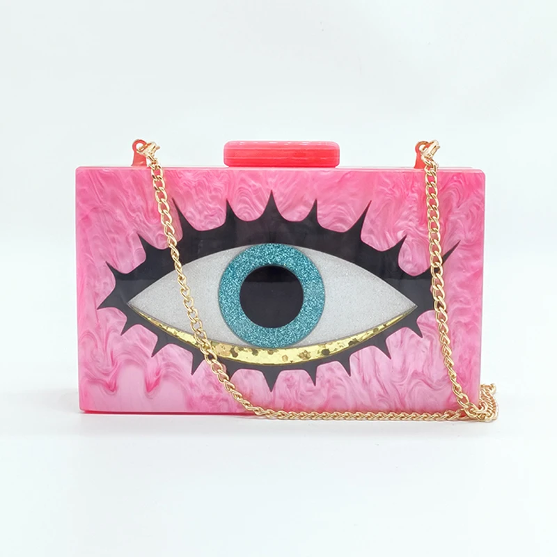 Ladies New Luxury Clutch Bags matrimoni portamonete Evening Party Evil Eye Hand Bag portafogli a tracolla in acrilico per le donne