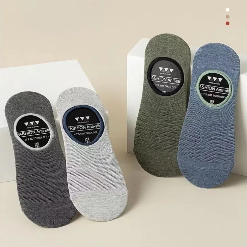 부드러운 실리콘 미끄럼 방지 남성 양말 통기성 냄새 방지 노쇼 양말 얇은 메쉬 로우 컷 양말 남성