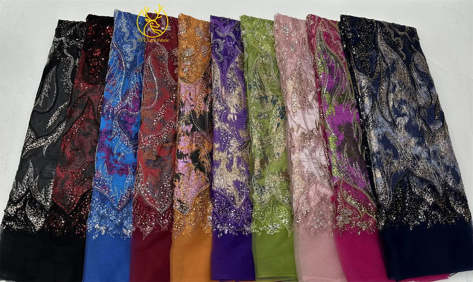 Роскошная французская нигерийская вышитая бисером синяя кружевная ткань для жениха, 5 ярдов, африканская кружевная ткань с блестками для свадебных платьев