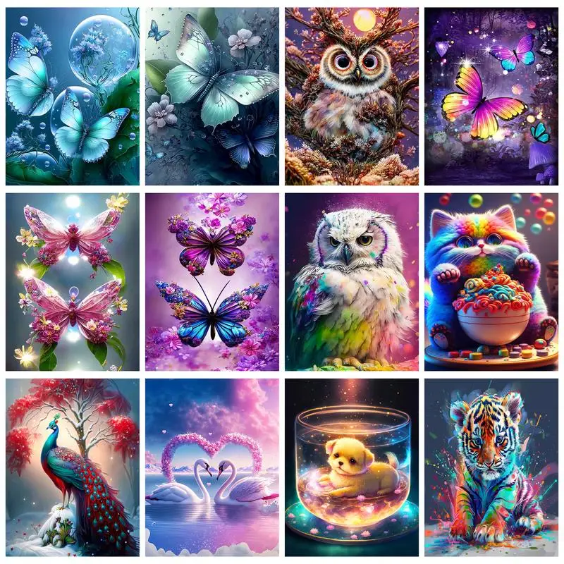 

RUOPOTY Owl Diy Diamond Painting Kits Butterfly Diamond Art Embroidery Animals Rhinestones Of Picture Handmade Gift For Home