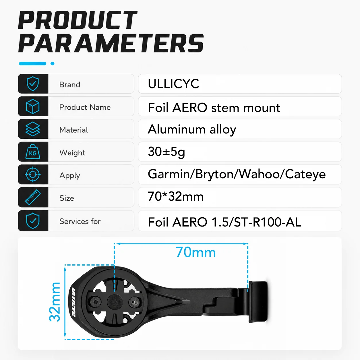 ULLICYC Computerhalterung für SCOTT SYNCROS FOIL AERO 1.5 STEM/ST-R100-AL STEM für Garmin1050 Wahoo Giant GPS Bryton Aluminiumlegierung – Detail 3