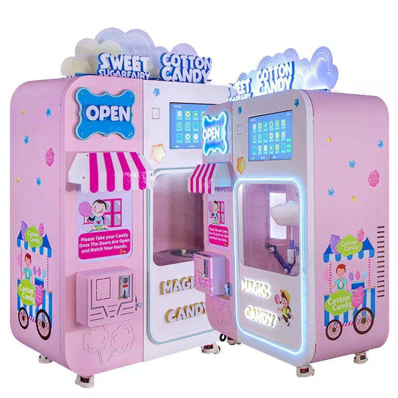 2023 New Popular Commercial Automatic Marshmallow Vending Machine Cotton Candy Floss Maker