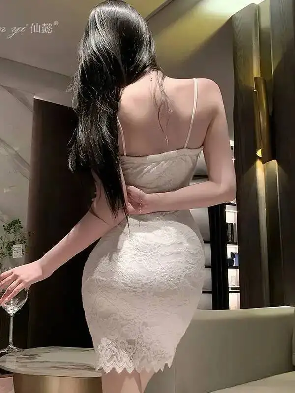 Sexy puro deseo ceñido al cuerpo vestido de encaje puro deseo camisón Sexy bata moda dulce Mini vestido 3D flor 2025 partes superiores nuevas UQF3