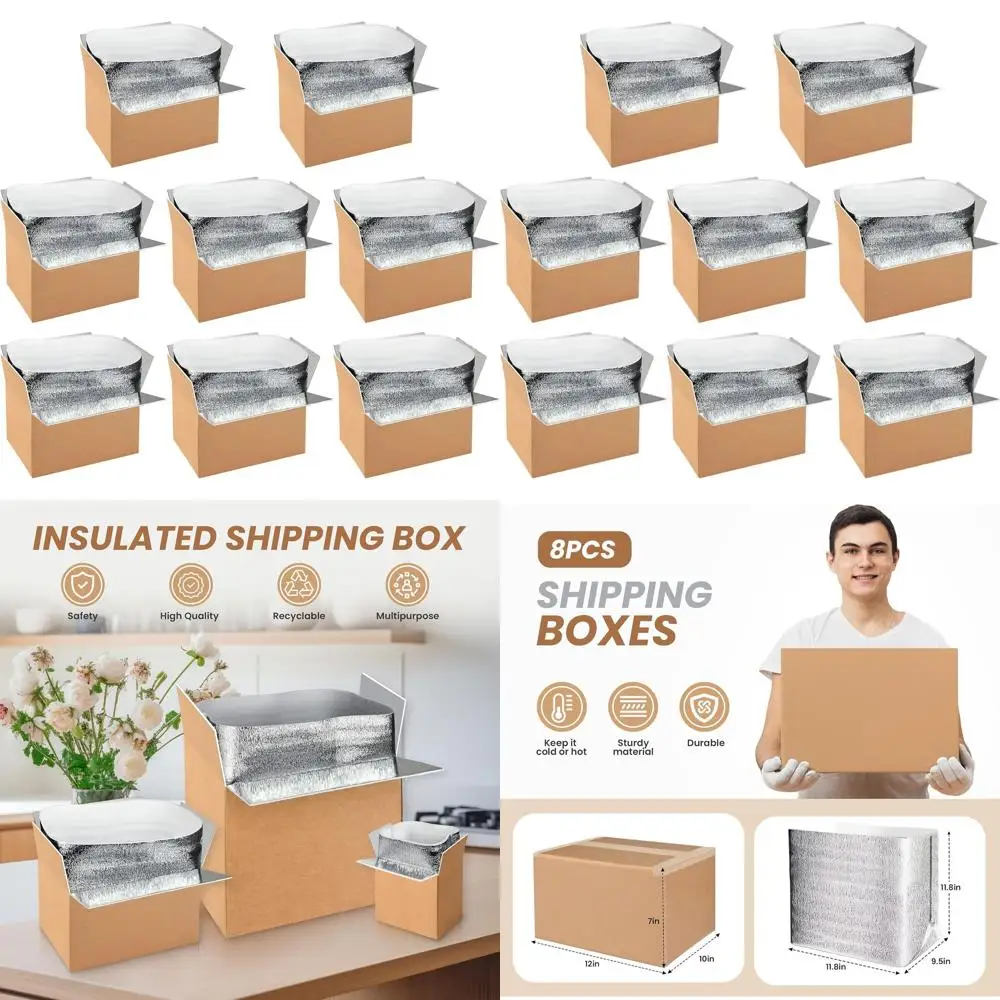 

Термоизолированные почтовые коробки с вкладышами, многоразовые пенопластовые термоконтейнеры, маленькие почтовые коробки 12x10x7 (8 штук в упаковке)