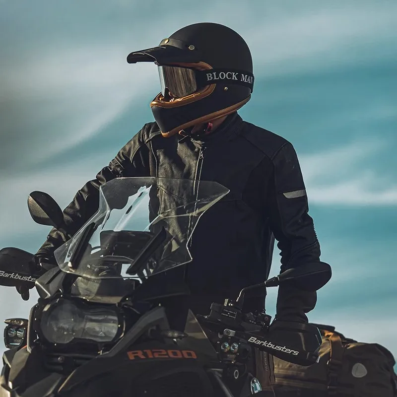 Motorcycle cycling suit men's locomotive leather jacket anti-drop four-season commuter retro cowhide jacket knight suit