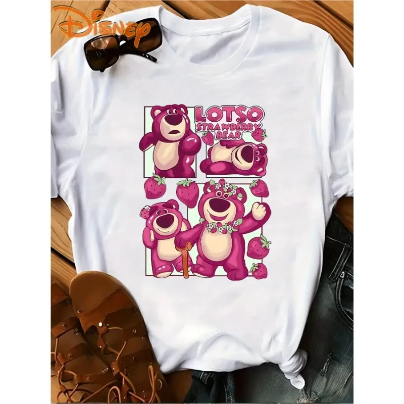

Lots-o Hugs Bear Creative Print Women Short-Sleeve T-Shirt Disney 2026 New Arrival Plus Size Harajuku Style Oversized Casual Top